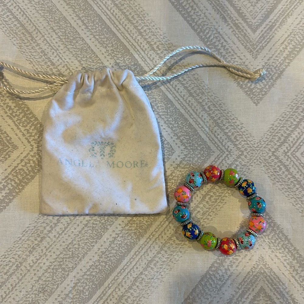 Angela Moore Women’s Multi Color Floral 14mm Beaded Bracelet